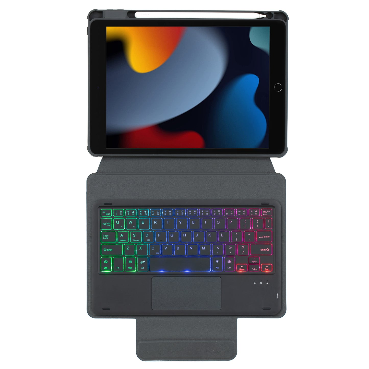 F102B-AS For iPad 10.2 (2019) / (2020) / (2021) / iPad Air 10.5 inch (2019) / iPad Pro 10.5-inch (2017) Leather Stand Tablet Case with Touchpad Backlight Wireless Keyboard