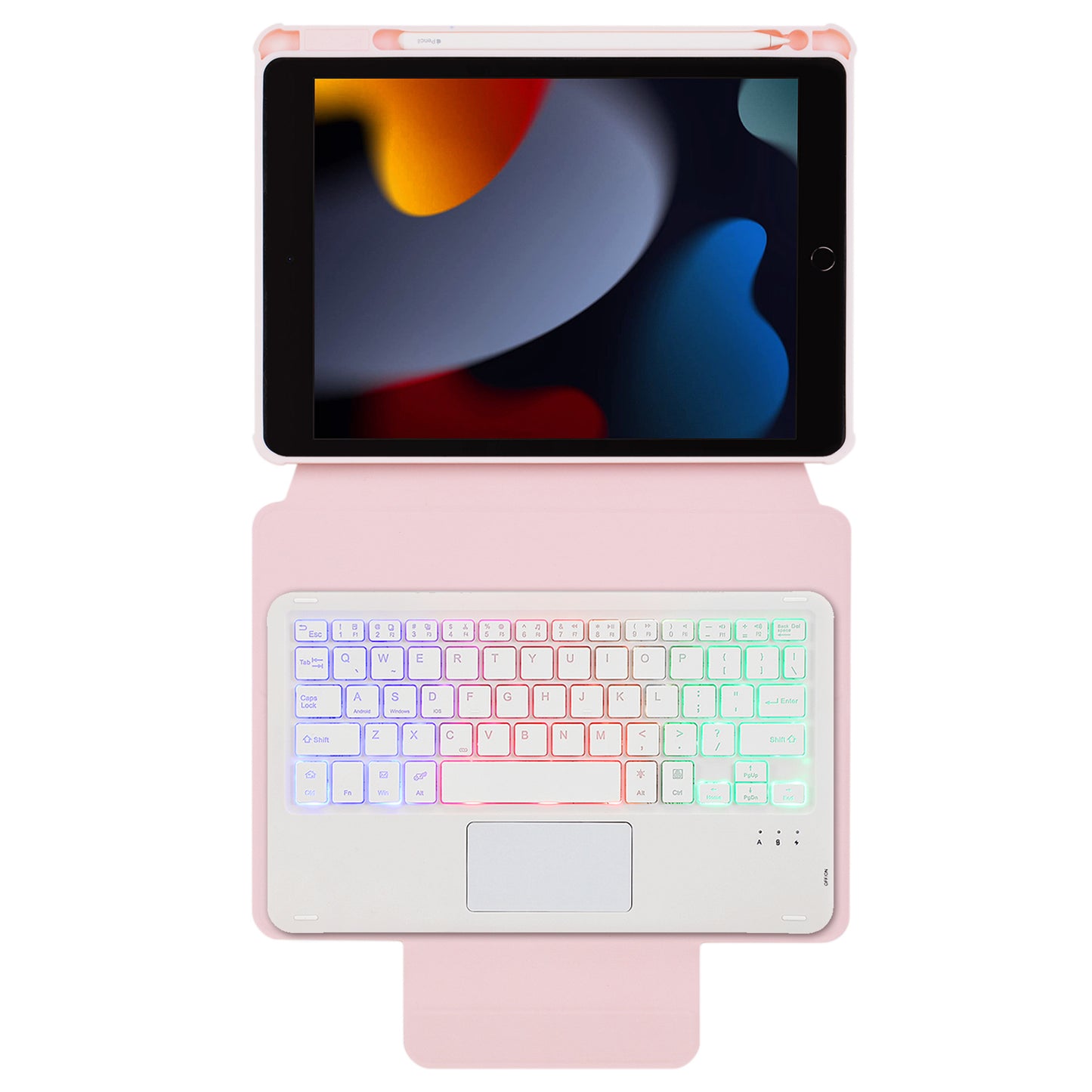 F102B-AS For iPad 10.2 (2019) / (2020) / (2021) / iPad Air 10.5 inch (2019) / iPad Pro 10.5-inch (2017) Leather Stand Tablet Case with Touchpad Backlight Wireless Keyboard