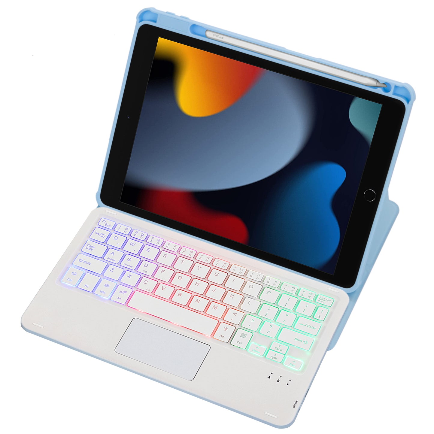 F102B-AS For iPad 10.2 (2019) / (2020) / (2021) / iPad Air 10.5 inch (2019) / iPad Pro 10.5-inch (2017) Leather Stand Tablet Case with Touchpad Backlight Wireless Keyboard