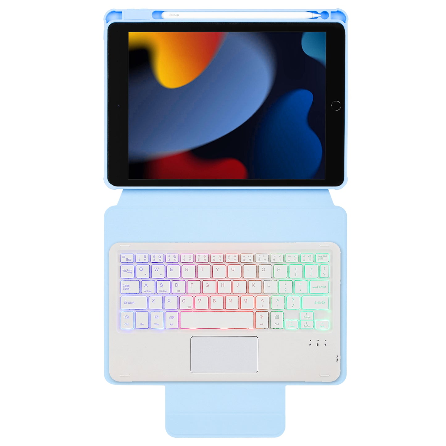 F102B-AS For iPad 10.2 (2019) / (2020) / (2021) / iPad Air 10.5 inch (2019) / iPad Pro 10.5-inch (2017) Leather Stand Tablet Case with Touchpad Backlight Wireless Keyboard