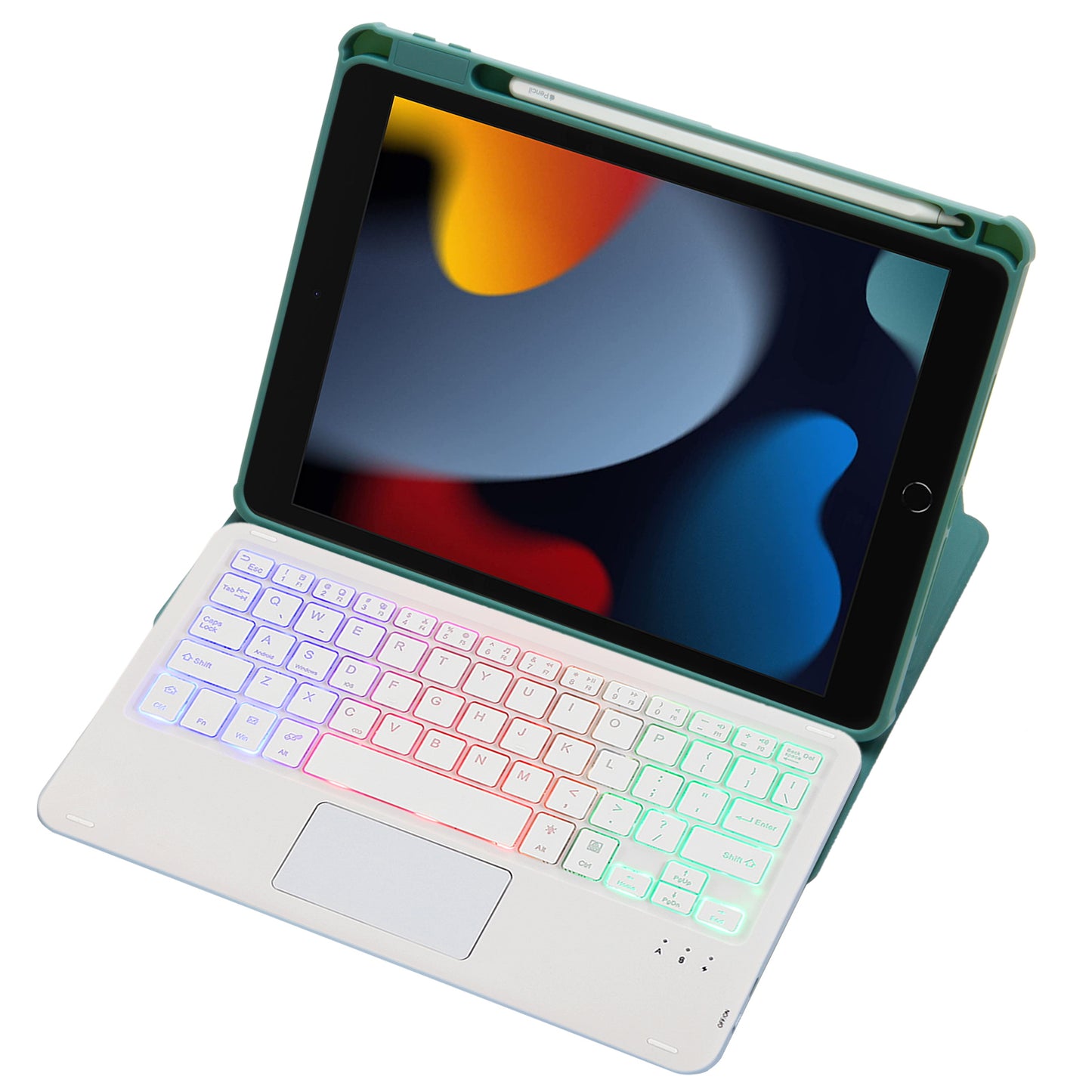 F102B-AS For iPad 10.2 (2019) / (2020) / (2021) / iPad Air 10.5 inch (2019) / iPad Pro 10.5-inch (2017) Leather Stand Tablet Case with Touchpad Backlight Wireless Keyboard