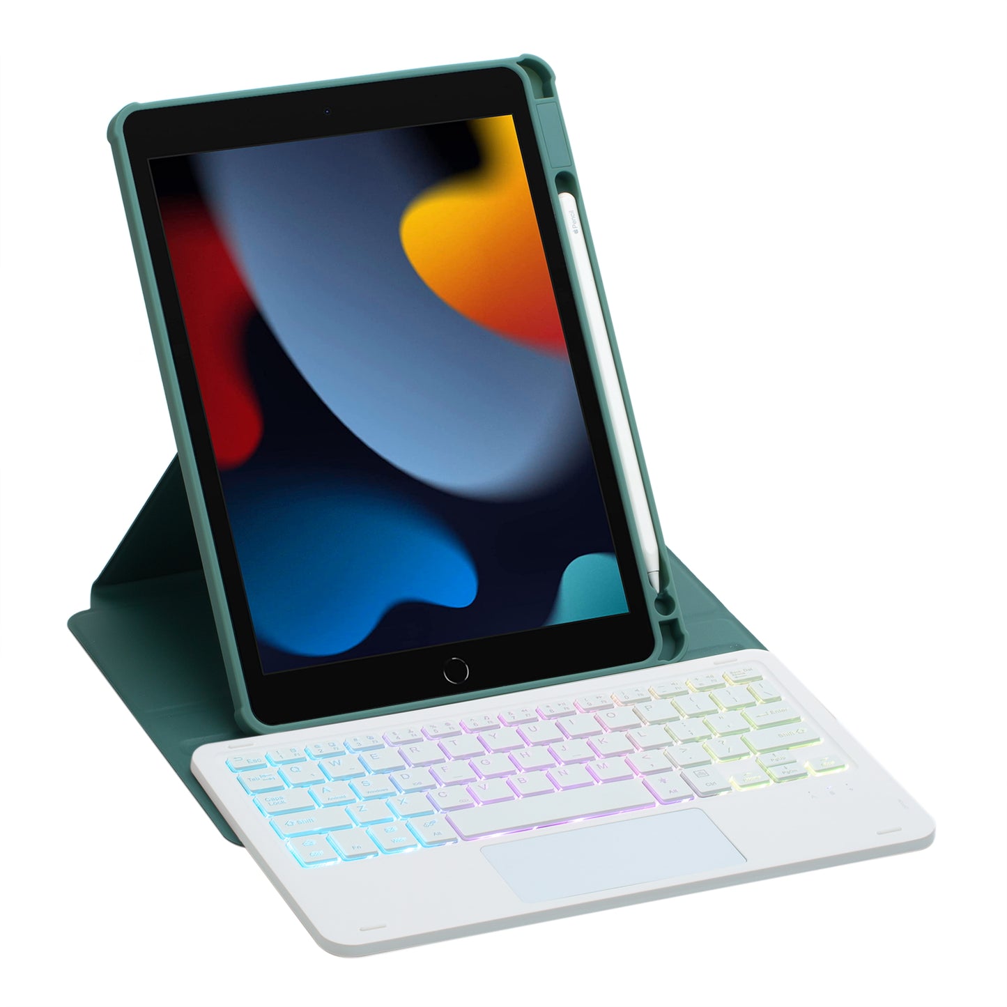 F102B-AS For iPad 10.2 (2019) / (2020) / (2021) / iPad Air 10.5 inch (2019) / iPad Pro 10.5-inch (2017) Leather Stand Tablet Case with Touchpad Backlight Wireless Keyboard