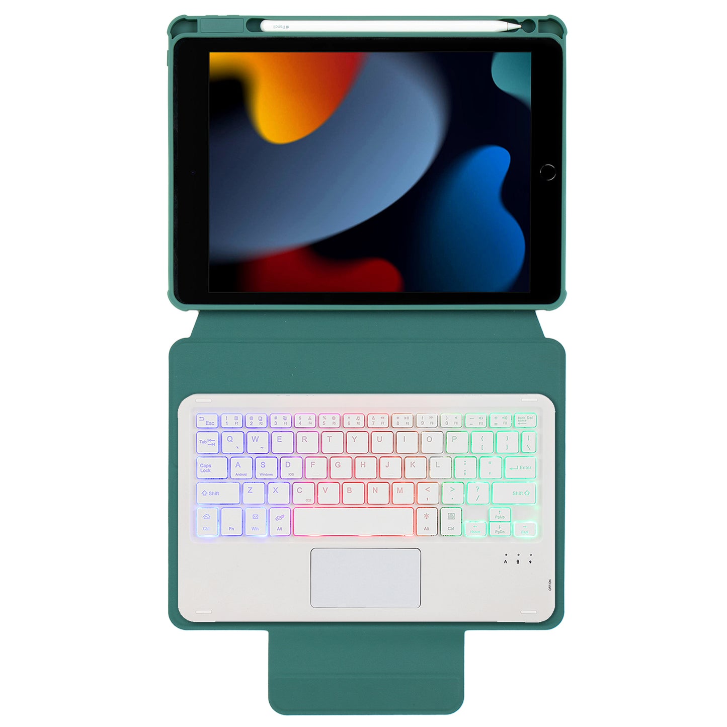 F102B-AS For iPad 10.2 (2019) / (2020) / (2021) / iPad Air 10.5 inch (2019) / iPad Pro 10.5-inch (2017) Leather Stand Tablet Case with Touchpad Backlight Wireless Keyboard