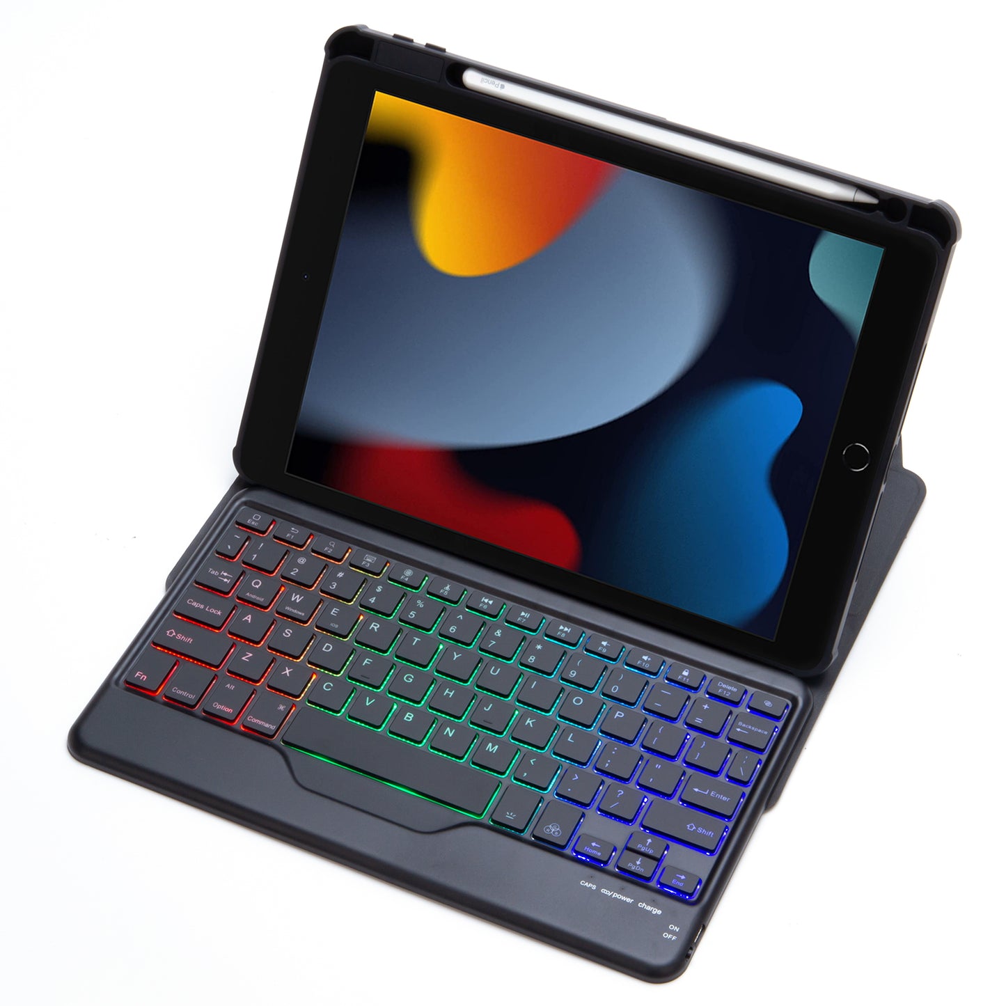 F102BS For iPad 10.2 (2019) / (2020) / (2021) / iPad Air 10.5 inch (2019) / iPad Pro 10.5-inch (2017) Triangle Stand Tablet Case with Backlight Detachable Keyboard