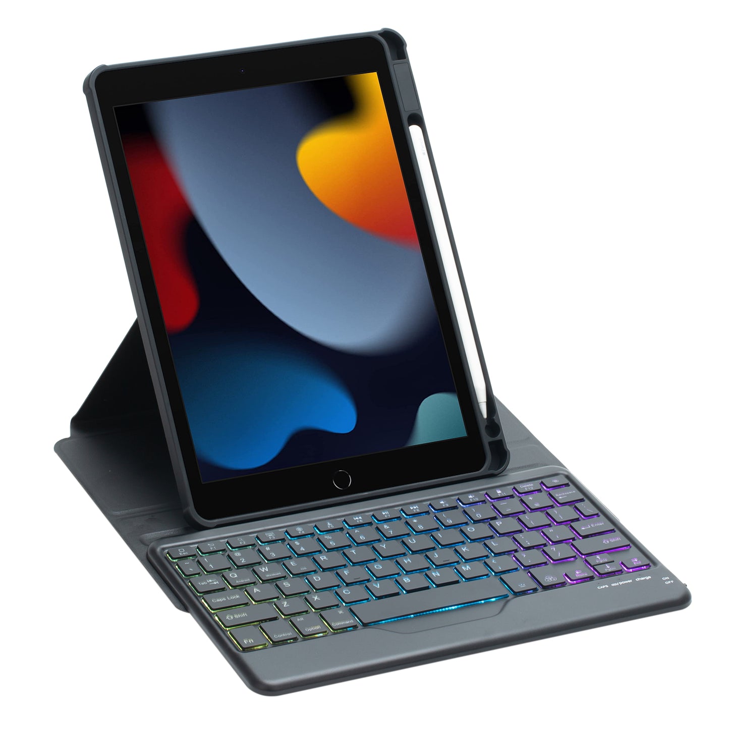 F102BS For iPad 10.2 (2019) / (2020) / (2021) / iPad Air 10.5 inch (2019) / iPad Pro 10.5-inch (2017) Triangle Stand Tablet Case with Backlight Detachable Keyboard