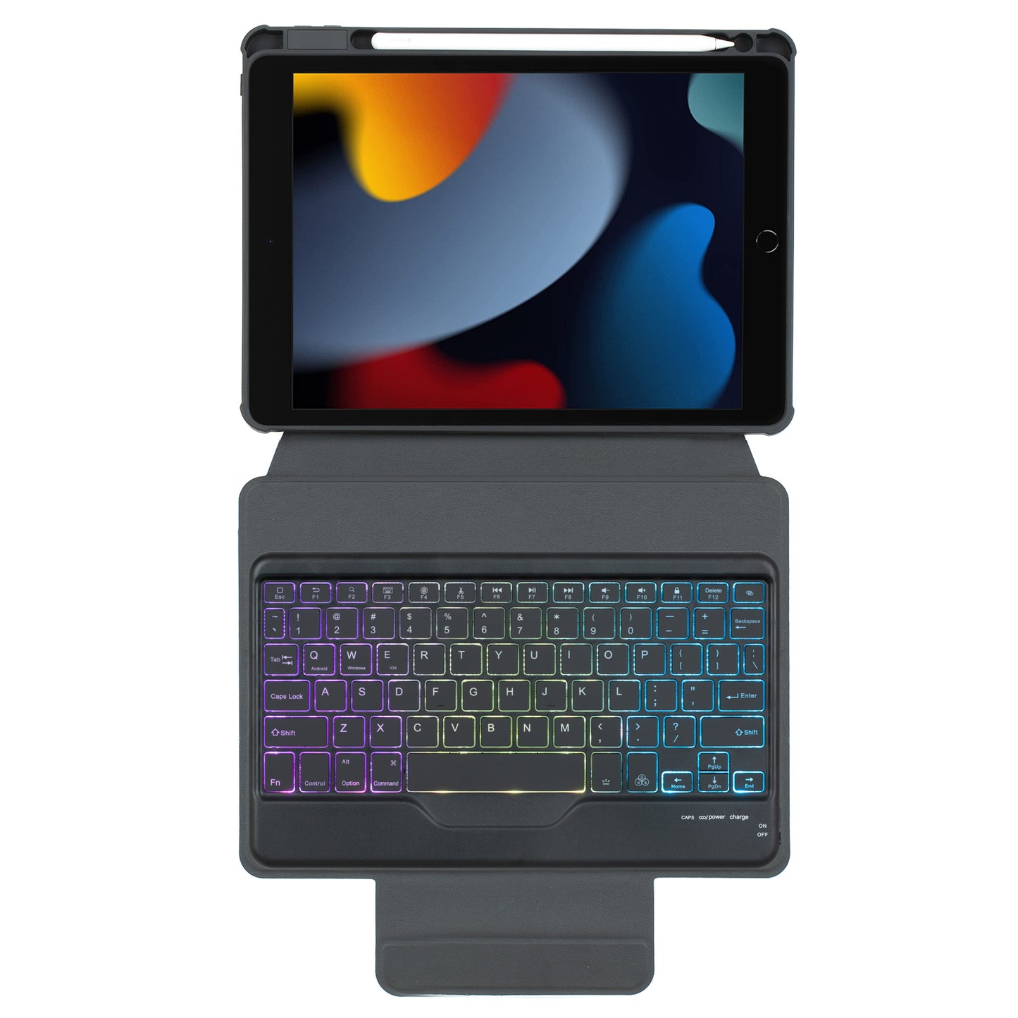 F102BS For iPad 10.2 (2019) / (2020) / (2021) / iPad Air 10.5 inch (2019) / iPad Pro 10.5-inch (2017) Triangle Stand Tablet Case with Backlight Detachable Keyboard