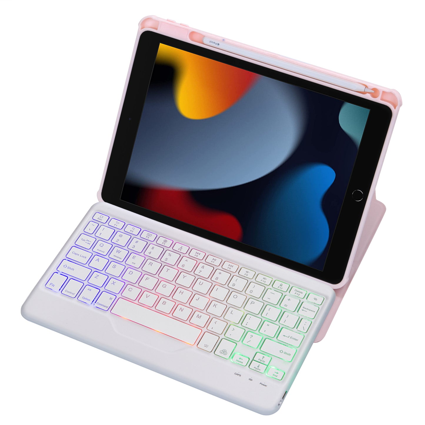 F102BS For iPad 10.2 (2019) / (2020) / (2021) / iPad Air 10.5 inch (2019) / iPad Pro 10.5-inch (2017) Triangle Stand Tablet Case with Backlight Detachable Keyboard