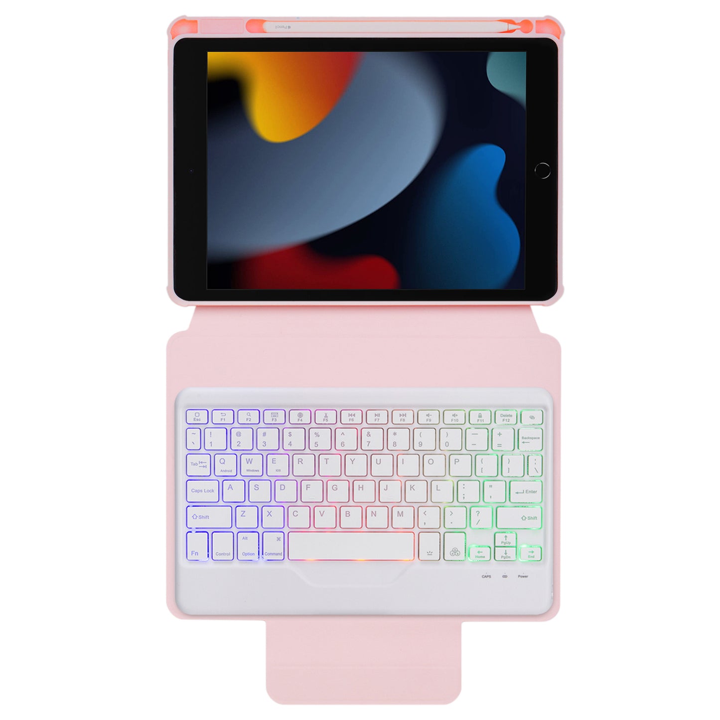 F102BS For iPad 10.2 (2019) / (2020) / (2021) / iPad Air 10.5 inch (2019) / iPad Pro 10.5-inch (2017) Triangle Stand Tablet Case with Backlight Detachable Keyboard