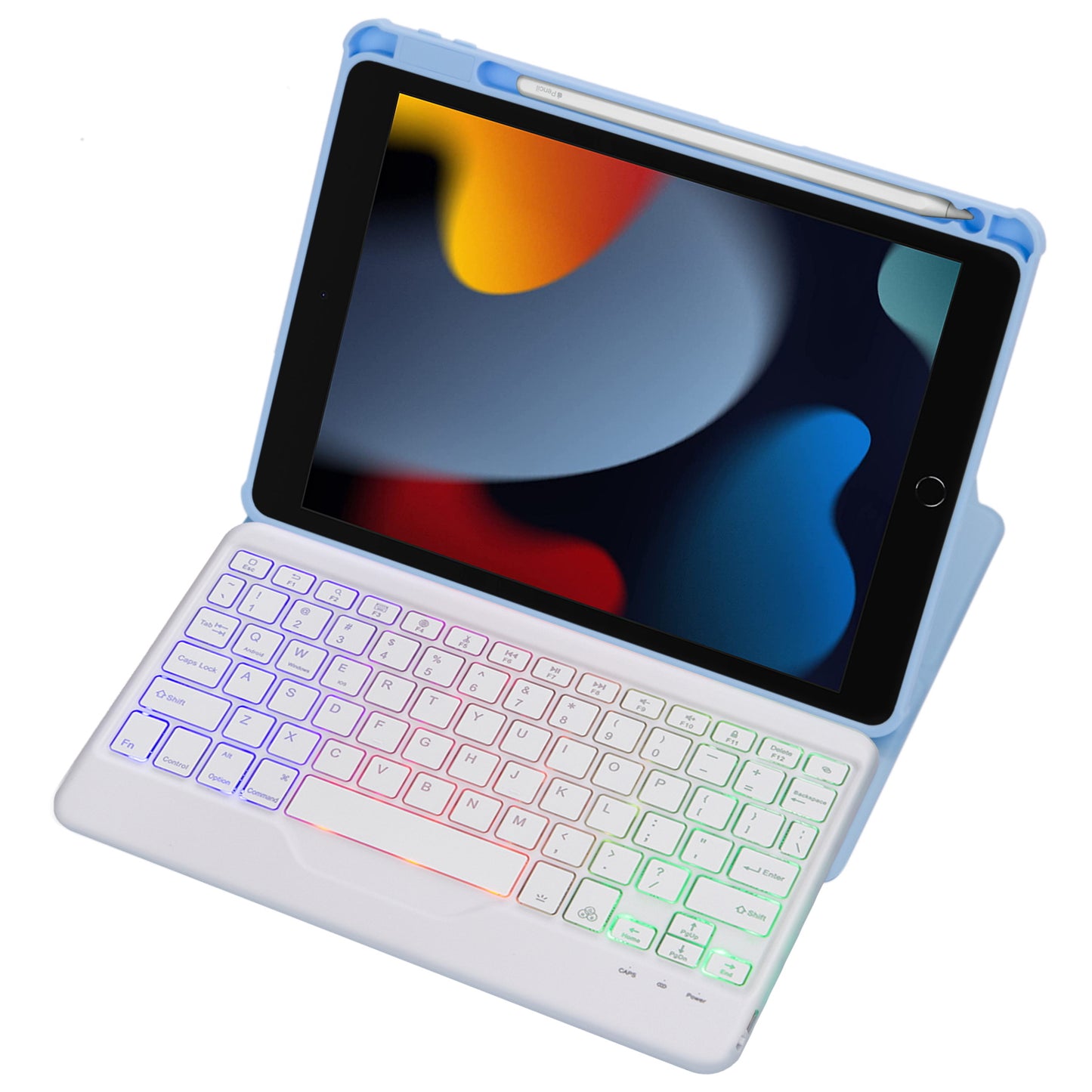 F102BS For iPad 10.2 (2019) / (2020) / (2021) / iPad Air 10.5 inch (2019) / iPad Pro 10.5-inch (2017) Triangle Stand Tablet Case with Backlight Detachable Keyboard