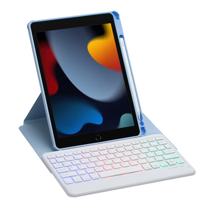 F102BS For iPad 10.2 (2019) / (2020) / (2021) / iPad Air 10.5 inch (2019) / iPad Pro 10.5-inch (2017) Triangle Stand Tablet Case with Backlight Detachable Keyboard