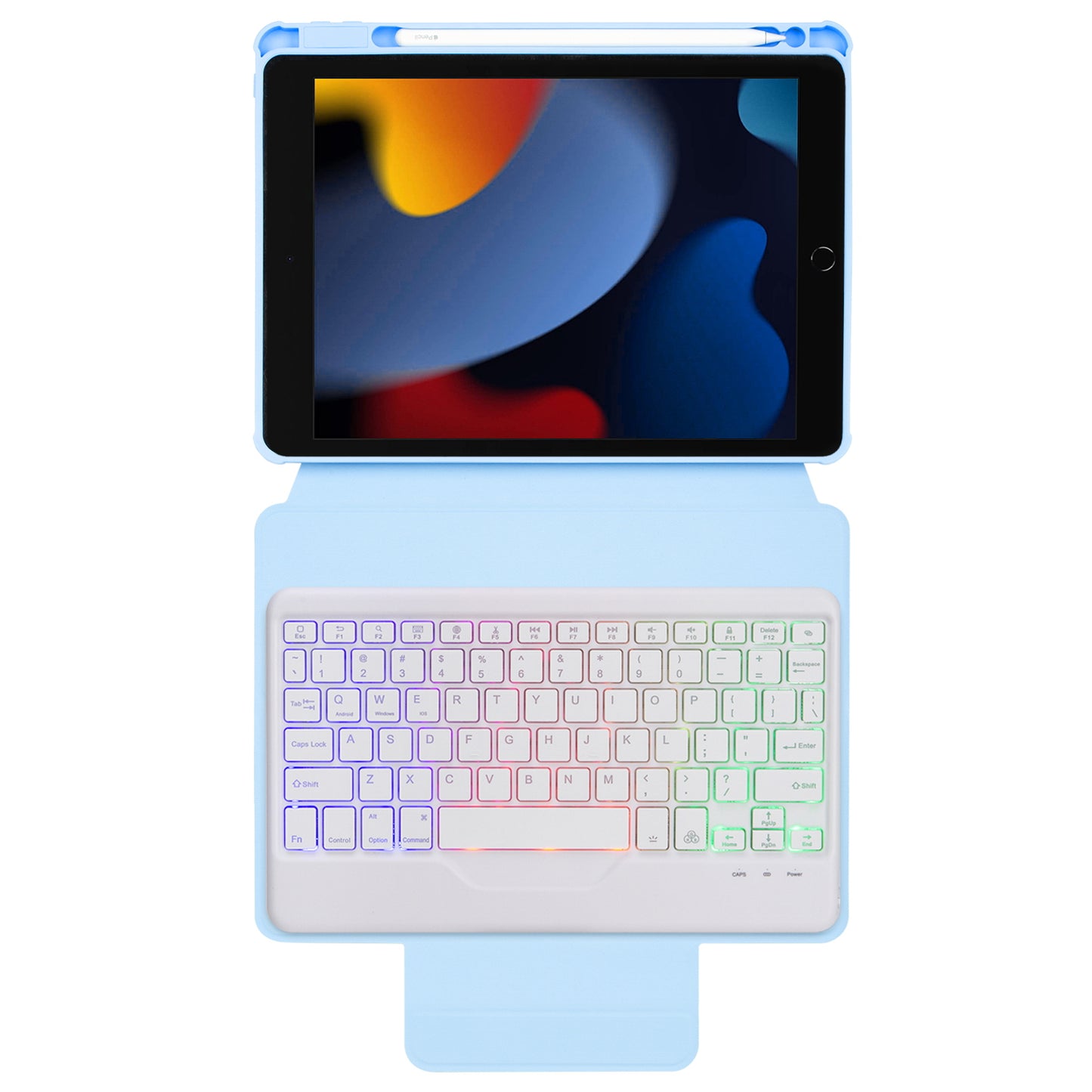 F102BS For iPad 10.2 (2019) / (2020) / (2021) / iPad Air 10.5 inch (2019) / iPad Pro 10.5-inch (2017) Triangle Stand Tablet Case with Backlight Detachable Keyboard