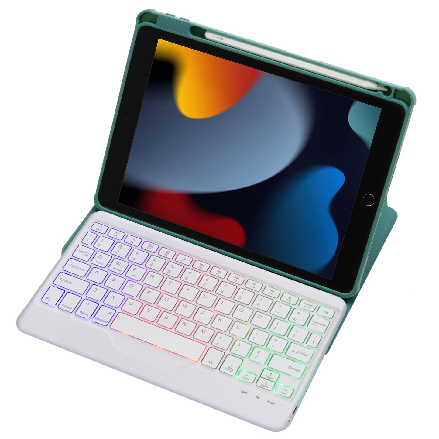 F102BS For iPad 10.2 (2019) / (2020) / (2021) / iPad Air 10.5 inch (2019) / iPad Pro 10.5-inch (2017) Triangle Stand Tablet Case with Backlight Detachable Keyboard