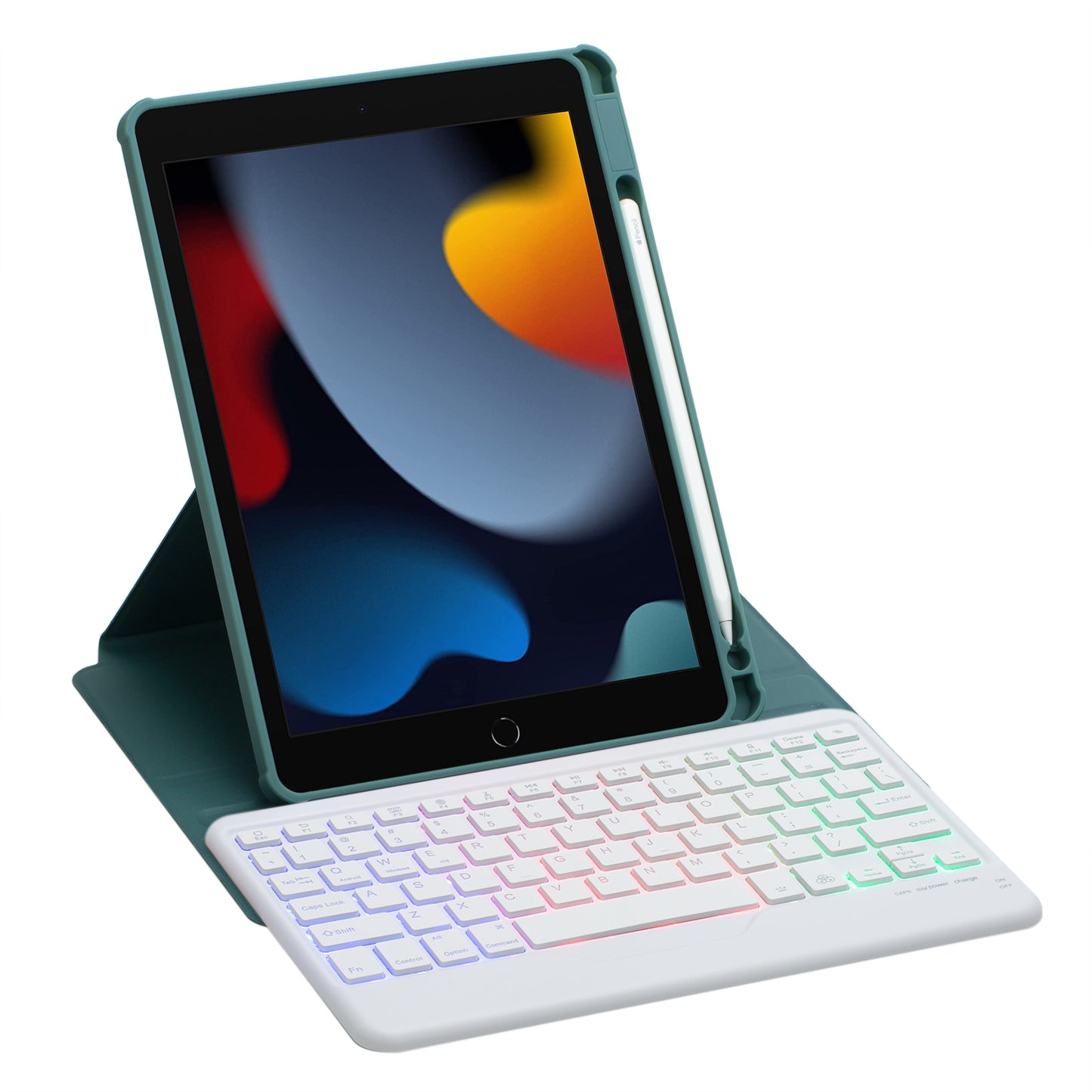 F102BS For iPad 10.2 (2019) / (2020) / (2021) / iPad Air 10.5 inch (2019) / iPad Pro 10.5-inch (2017) Triangle Stand Tablet Case with Backlight Detachable Keyboard