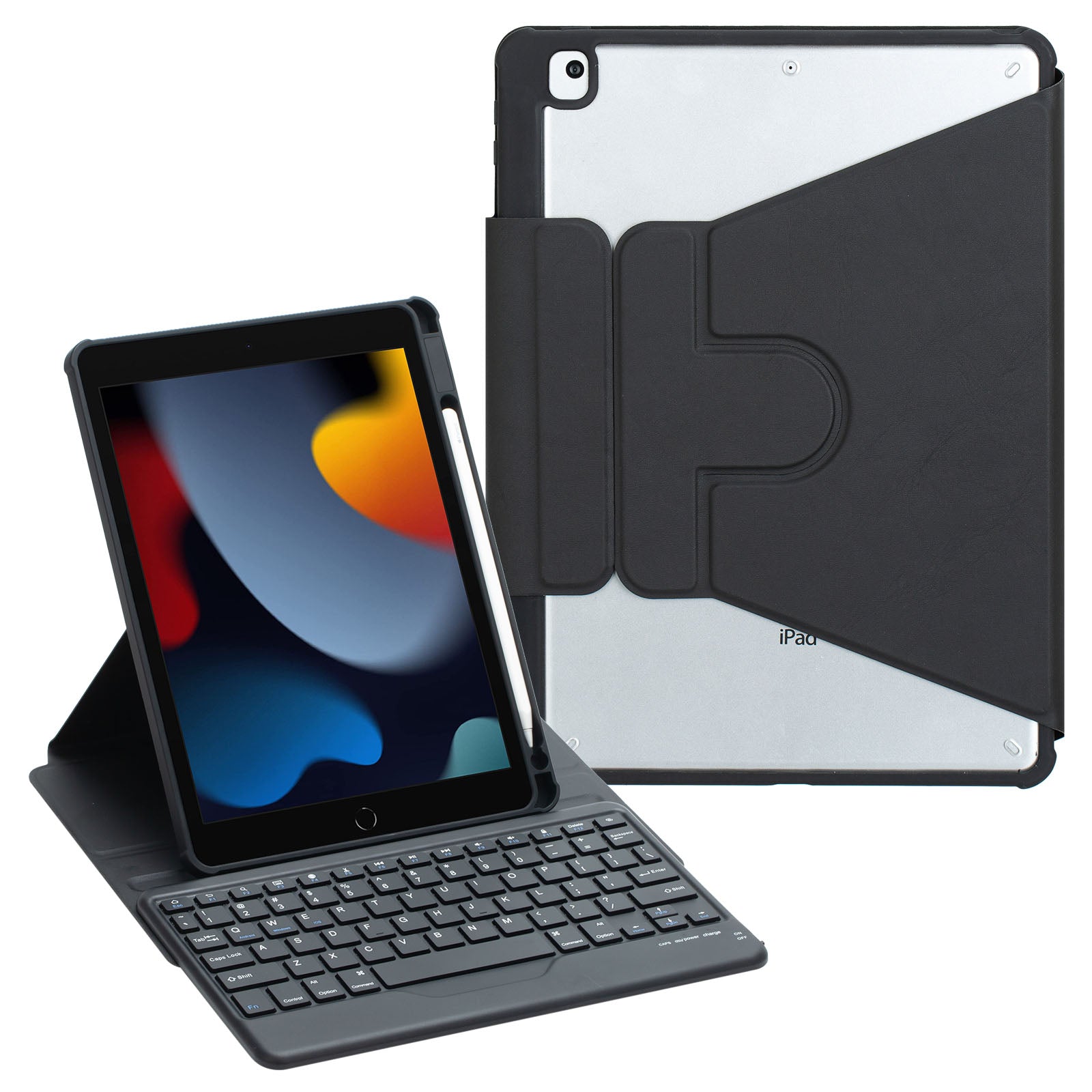 F102B  Tablet Case for iPad 10.2 (2019) / (2020) / (2021) / iPad Air 10.5 inch (2019) / iPad Pro 10.5-inch (2017) Rotatable Stand Cover with Bluetooth Keyboard