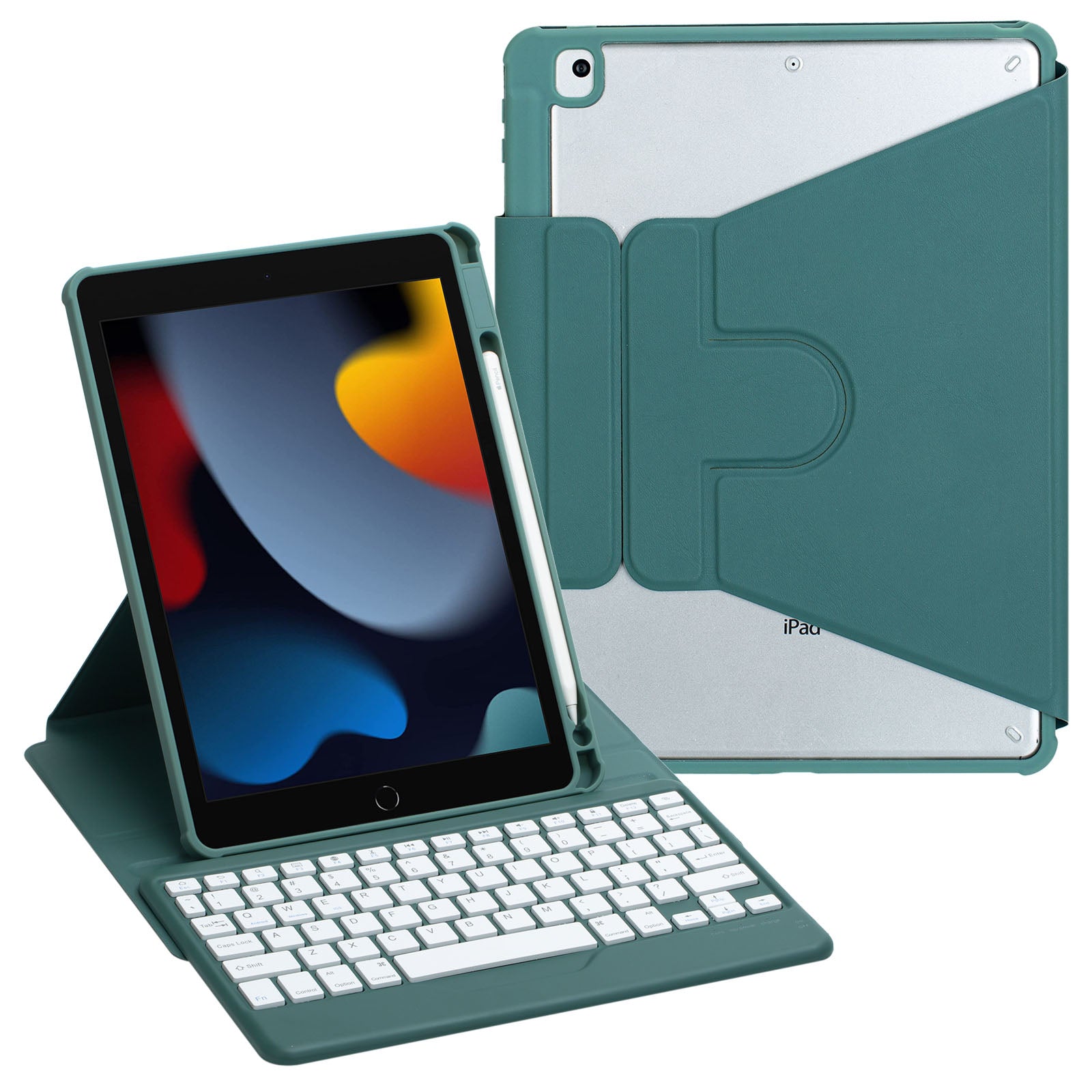 F102B  Tablet Case for iPad 10.2 (2019) / (2020) / (2021) / iPad Air 10.5 inch (2019) / iPad Pro 10.5-inch (2017) Rotatable Stand Cover with Bluetooth Keyboard