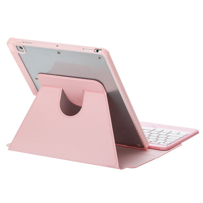 F10B Tablet Case for iPad 10.9 (2022) PU Leather Clear Acrylic Rotating Stand Cover + Wireless Bluetooth Keyboard with Pencil Holder