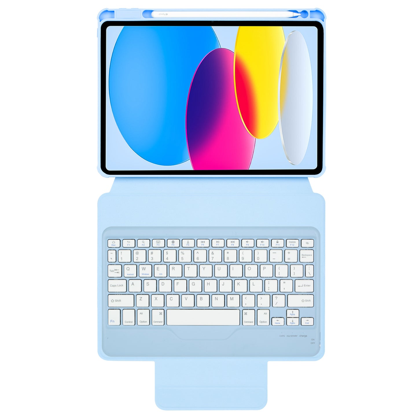 F10B Tablet Case for iPad 10.9 (2022) PU Leather Clear Acrylic Rotating Stand Cover + Wireless Bluetooth Keyboard with Pencil Holder