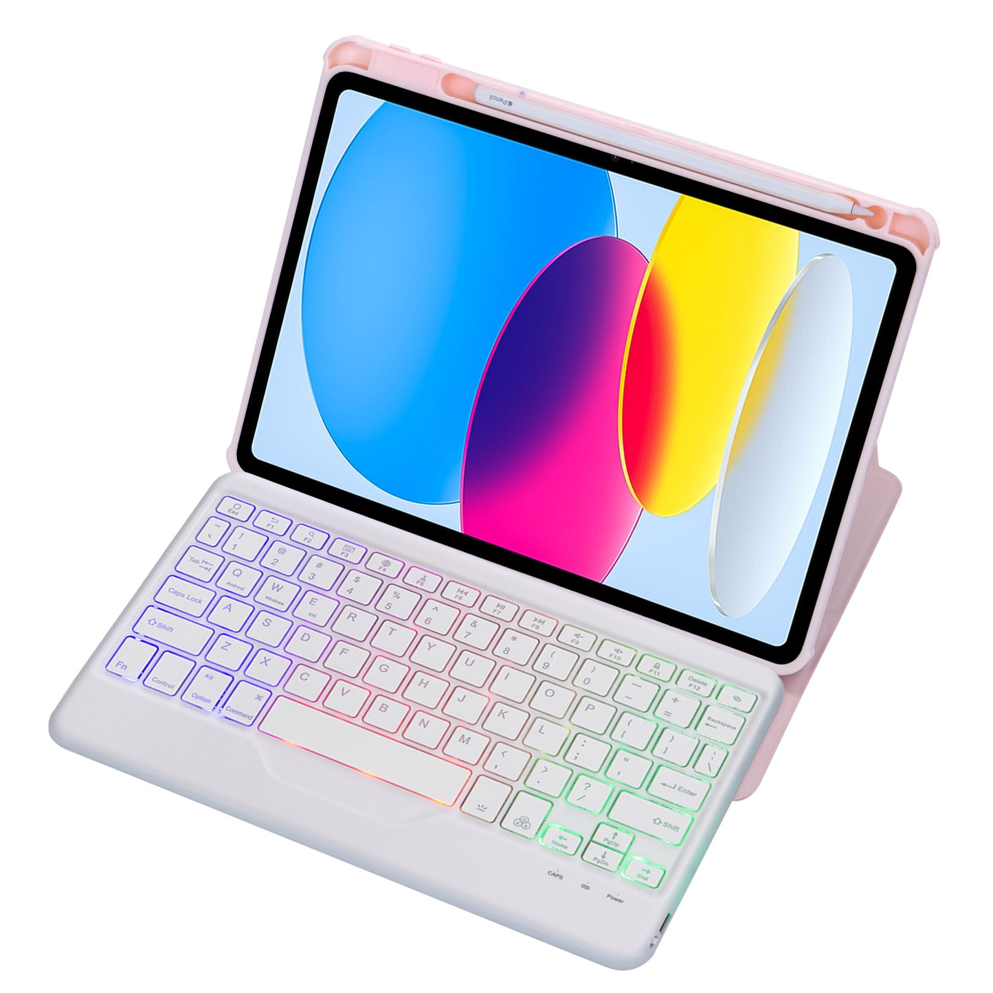 F10BS For iPad 10.9 (2022) PU Leather Tablet Case Triangle Stand Cover with Removable Wireless Backlight Keyboard