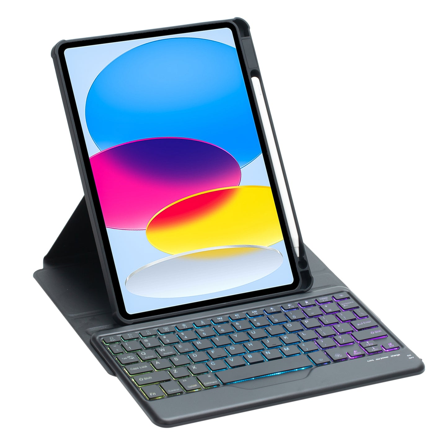 F10BS For iPad 10.9 (2022) PU Leather Tablet Case Triangle Stand Cover with Removable Wireless Backlight Keyboard