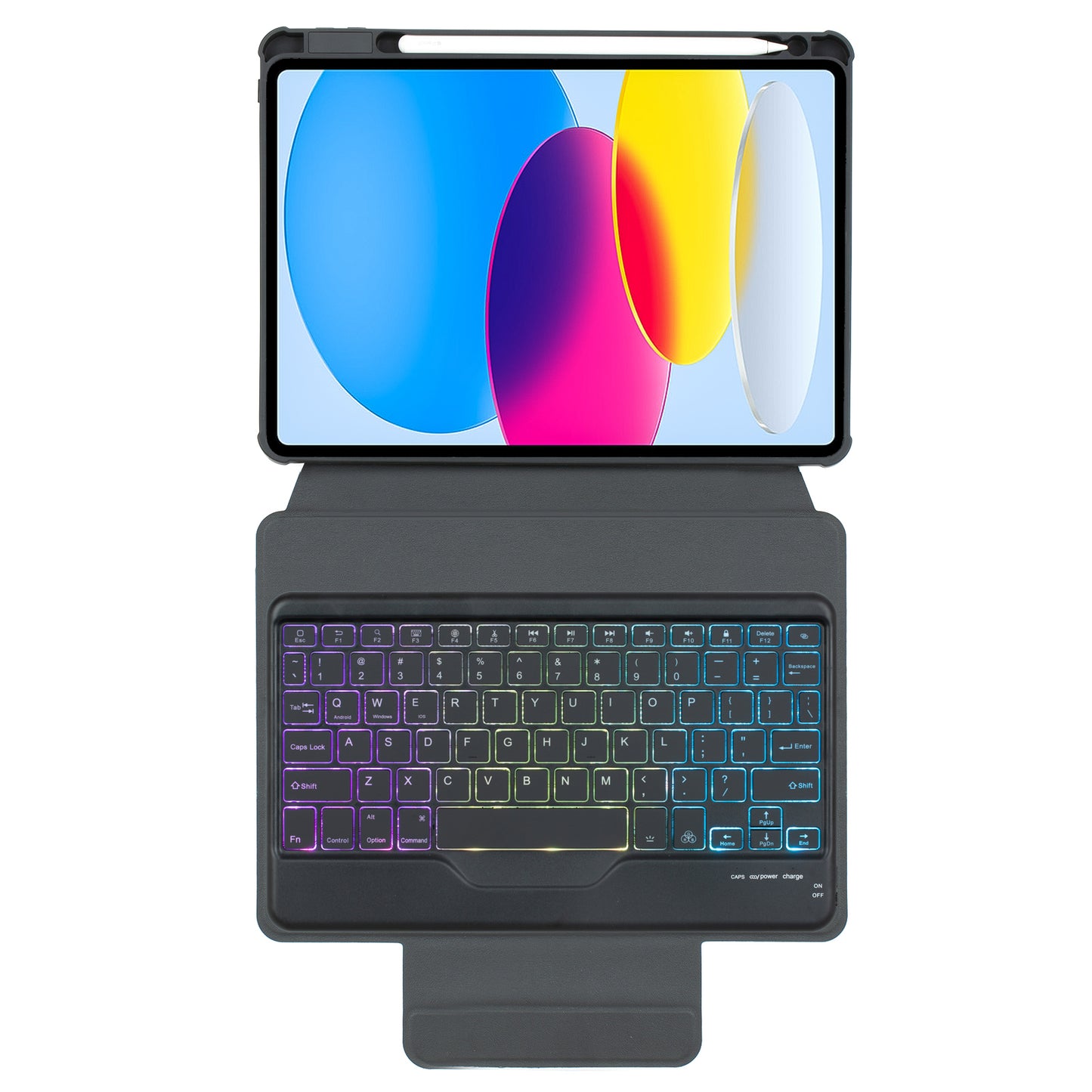 F10BS For iPad 10.9 (2022) PU Leather Tablet Case Triangle Stand Cover with Removable Wireless Backlight Keyboard