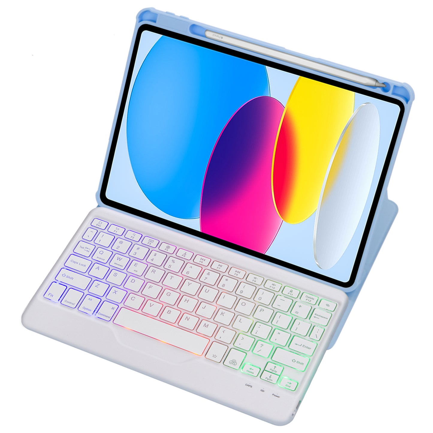 F10BS For iPad 10.9 (2022) PU Leather Tablet Case Triangle Stand Cover with Removable Wireless Backlight Keyboard