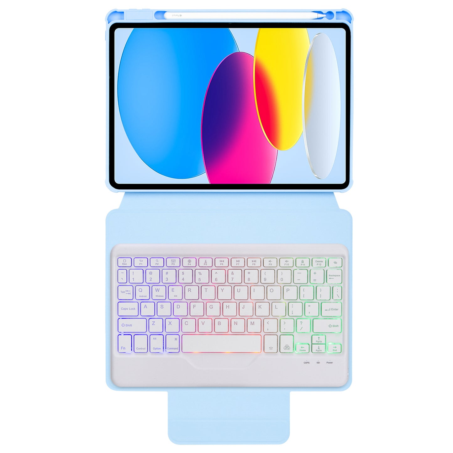F10BS For iPad 10.9 (2022) PU Leather Tablet Case Triangle Stand Cover with Removable Wireless Backlight Keyboard