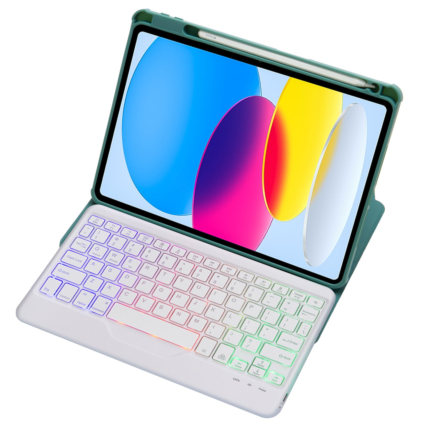F10BS For iPad 10.9 (2022) PU Leather Tablet Case Triangle Stand Cover with Removable Wireless Backlight Keyboard