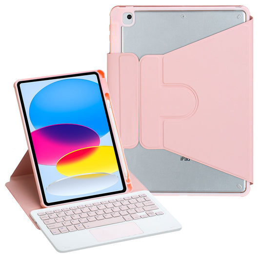 F10B-A Tablet Case for iPad 10.9 (2022) PU Leather Transparent Acrylic Stand Cover with Bluetooth Touchpad Keyboard
