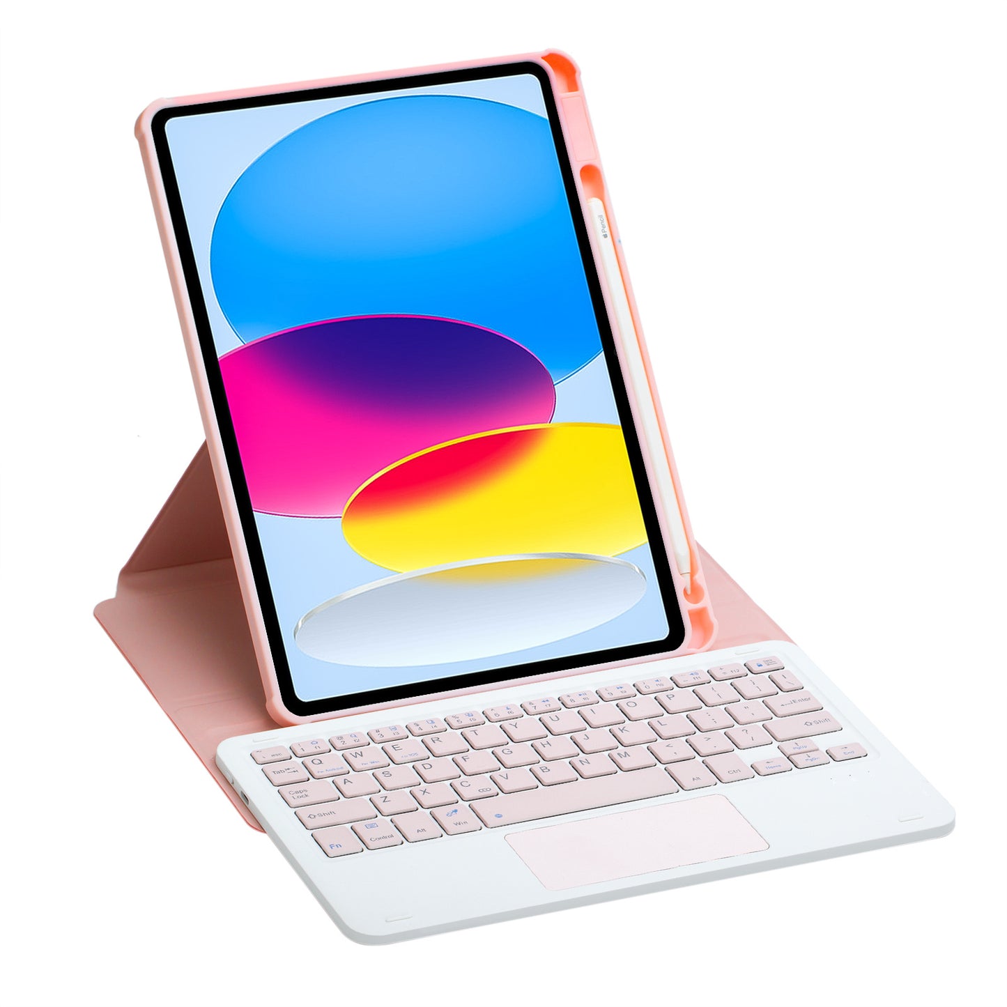 F10B-A Tablet Case for iPad 10.9 (2022) PU Leather Transparent Acrylic Stand Cover with Bluetooth Touchpad Keyboard