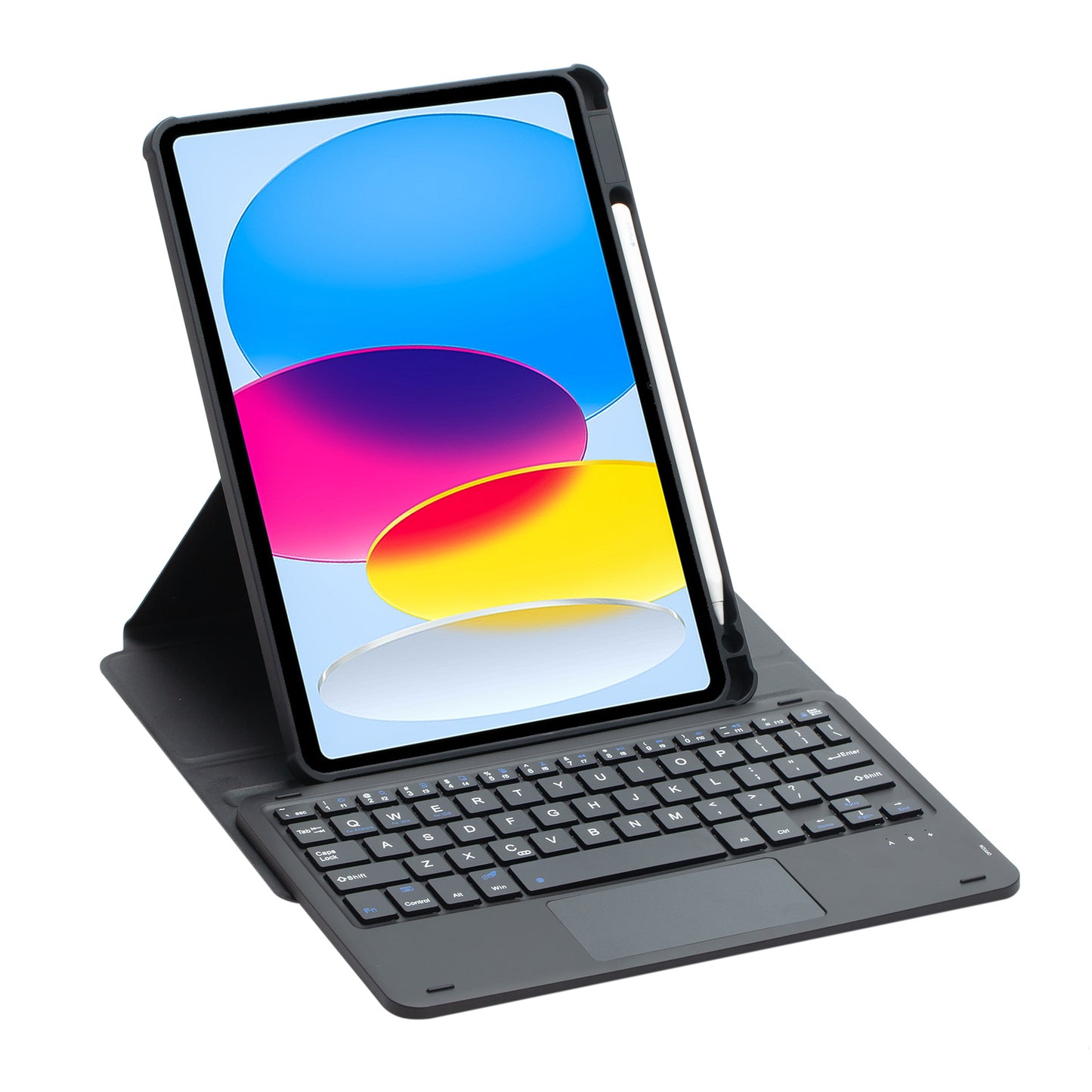 F10B-A Tablet Case for iPad 10.9 (2022) PU Leather Transparent Acrylic Stand Cover with Bluetooth Touchpad Keyboard