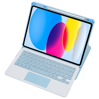 F10B-A Tablet Case for iPad 10.9 (2022) PU Leather Transparent Acrylic Stand Cover with Bluetooth Touchpad Keyboard