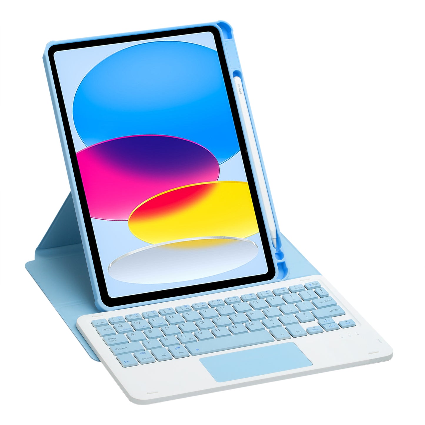 F10B-A Tablet Case for iPad 10.9 (2022) PU Leather Transparent Acrylic Stand Cover with Bluetooth Touchpad Keyboard