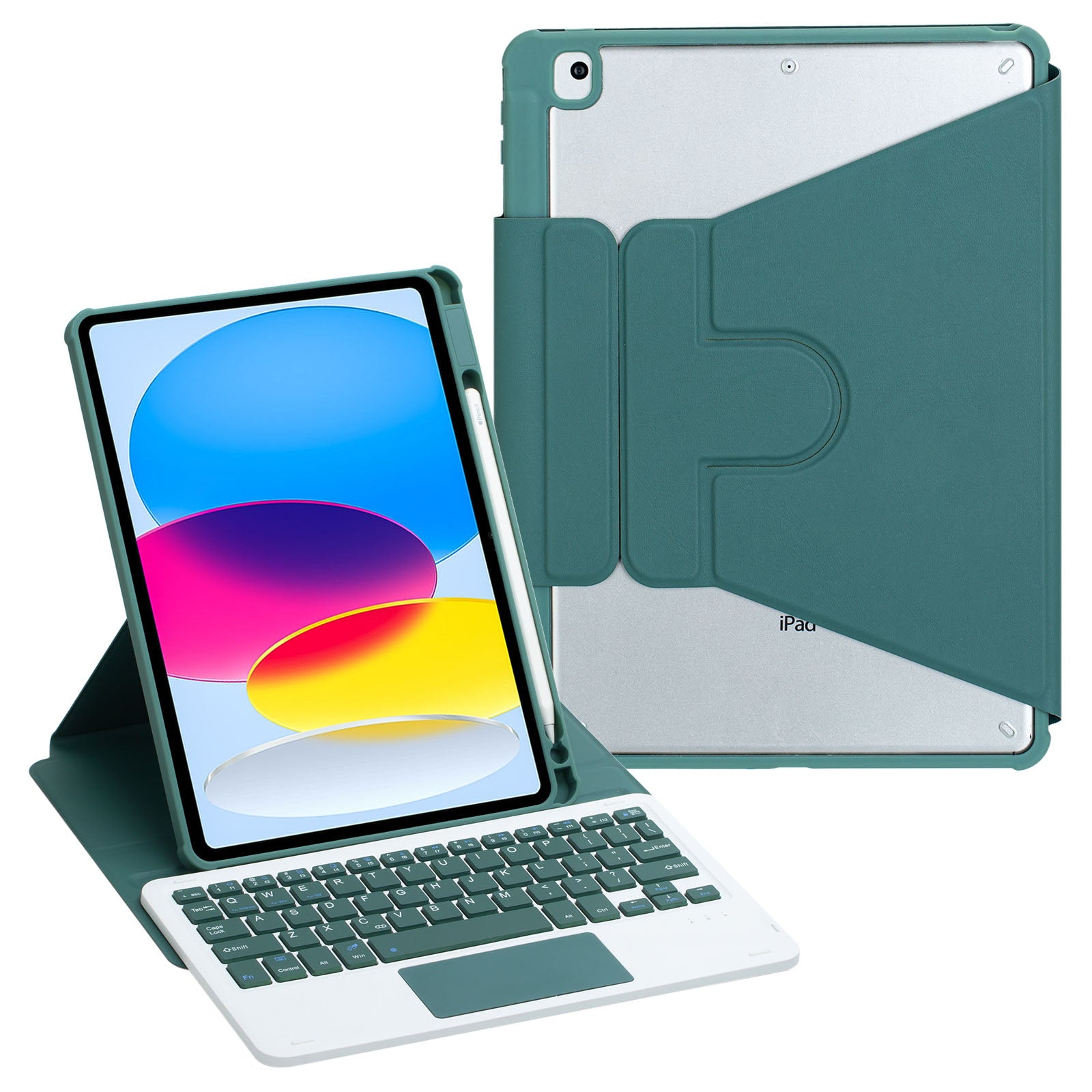 F10B-A Tablet Case for iPad 10.9 (2022) PU Leather Transparent Acrylic Stand Cover with Bluetooth Touchpad Keyboard