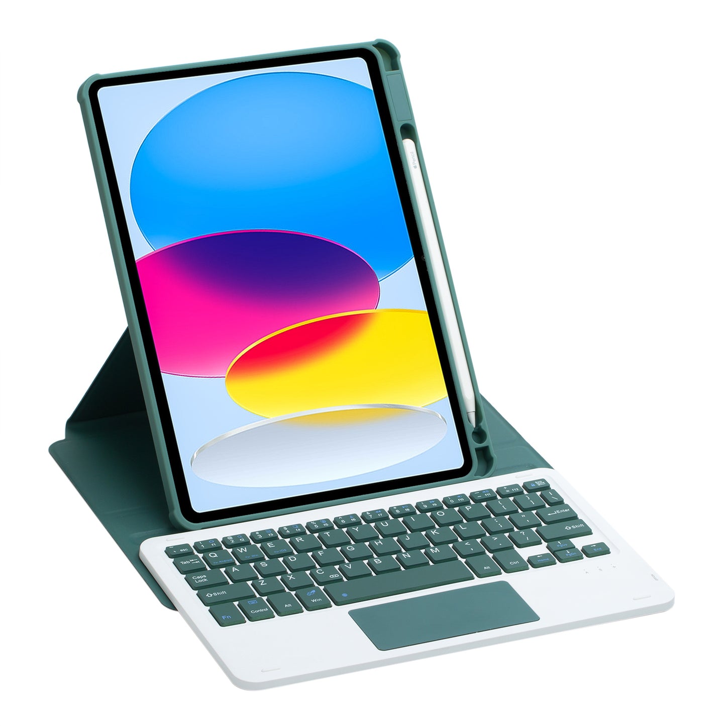 F10B-A Tablet Case for iPad 10.9 (2022) PU Leather Transparent Acrylic Stand Cover with Bluetooth Touchpad Keyboard