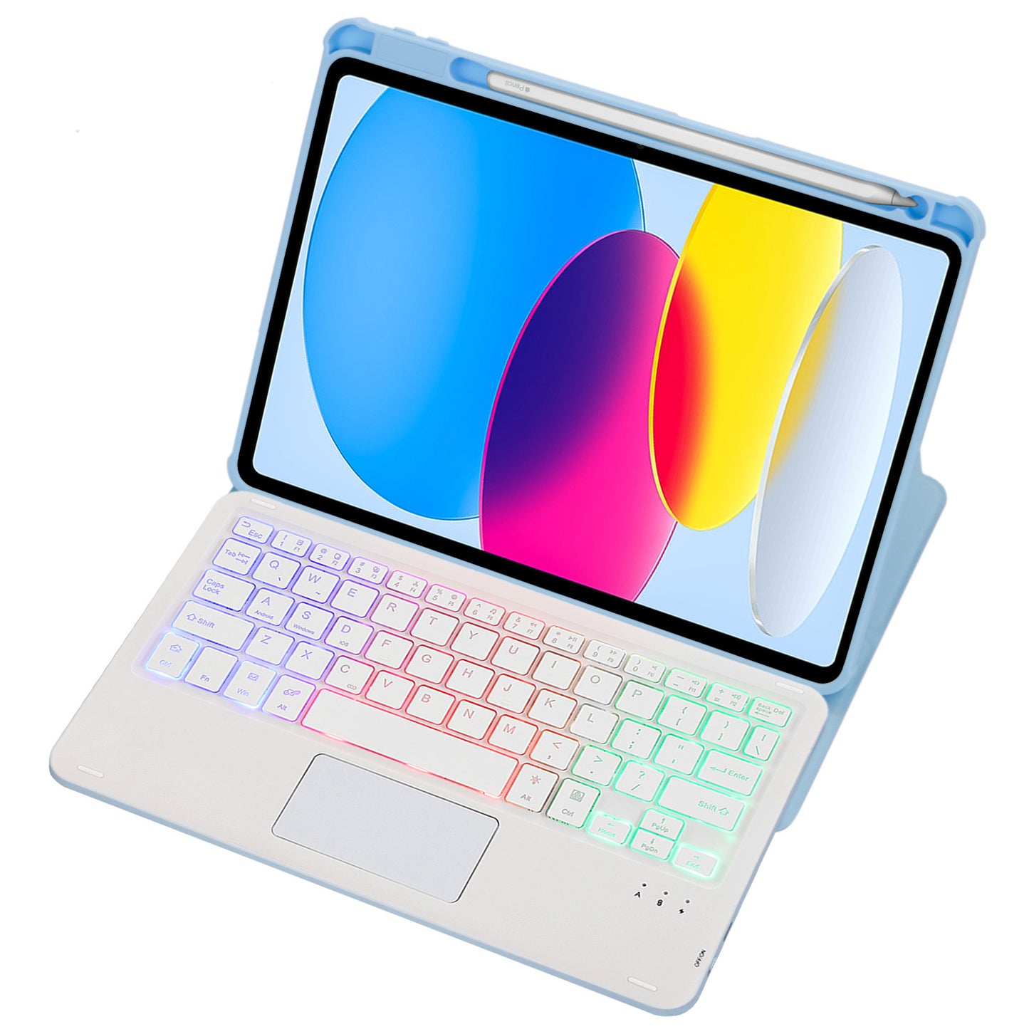 F10B-AS For iPad 10.9 (2022) PU Leather +Acrylic Tablet Case Stand Cover with Wireless Touchpad Backlit Keyboard