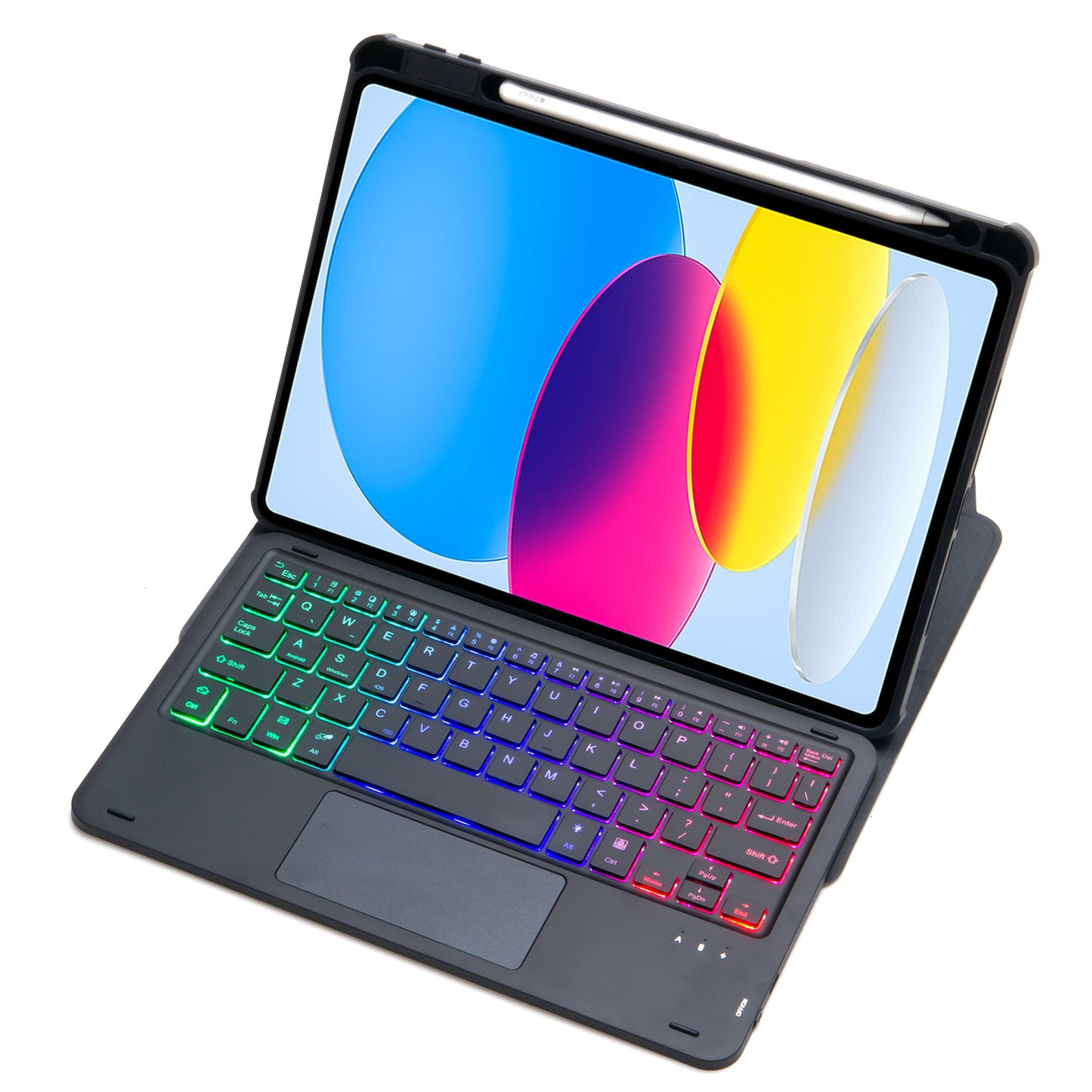 F10B-AS For iPad 10.9 (2022) PU Leather +Acrylic Tablet Case Stand Cover with Wireless Touchpad Backlit Keyboard