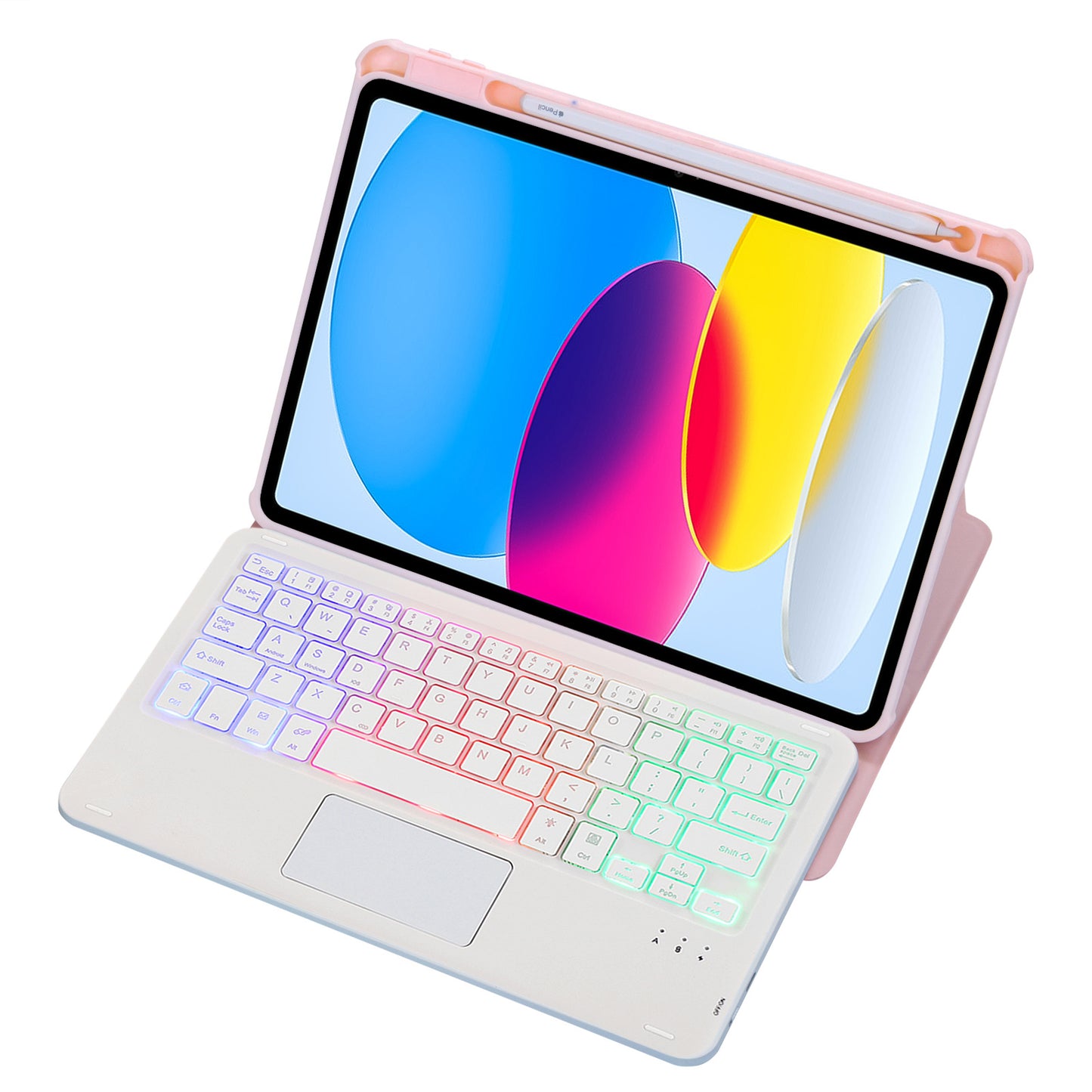 F10B-AS For iPad 10.9 (2022) PU Leather +Acrylic Tablet Case Stand Cover with Wireless Touchpad Backlit Keyboard