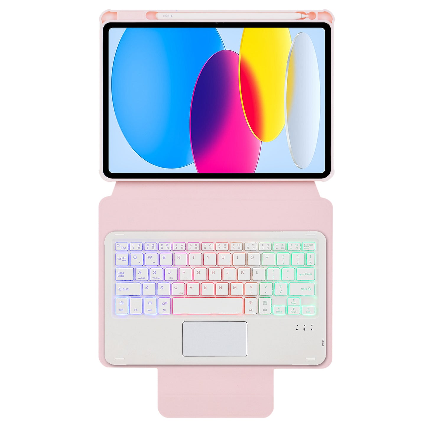 F10B-AS For iPad 10.9 (2022) PU Leather +Acrylic Tablet Case Stand Cover with Wireless Touchpad Backlit Keyboard