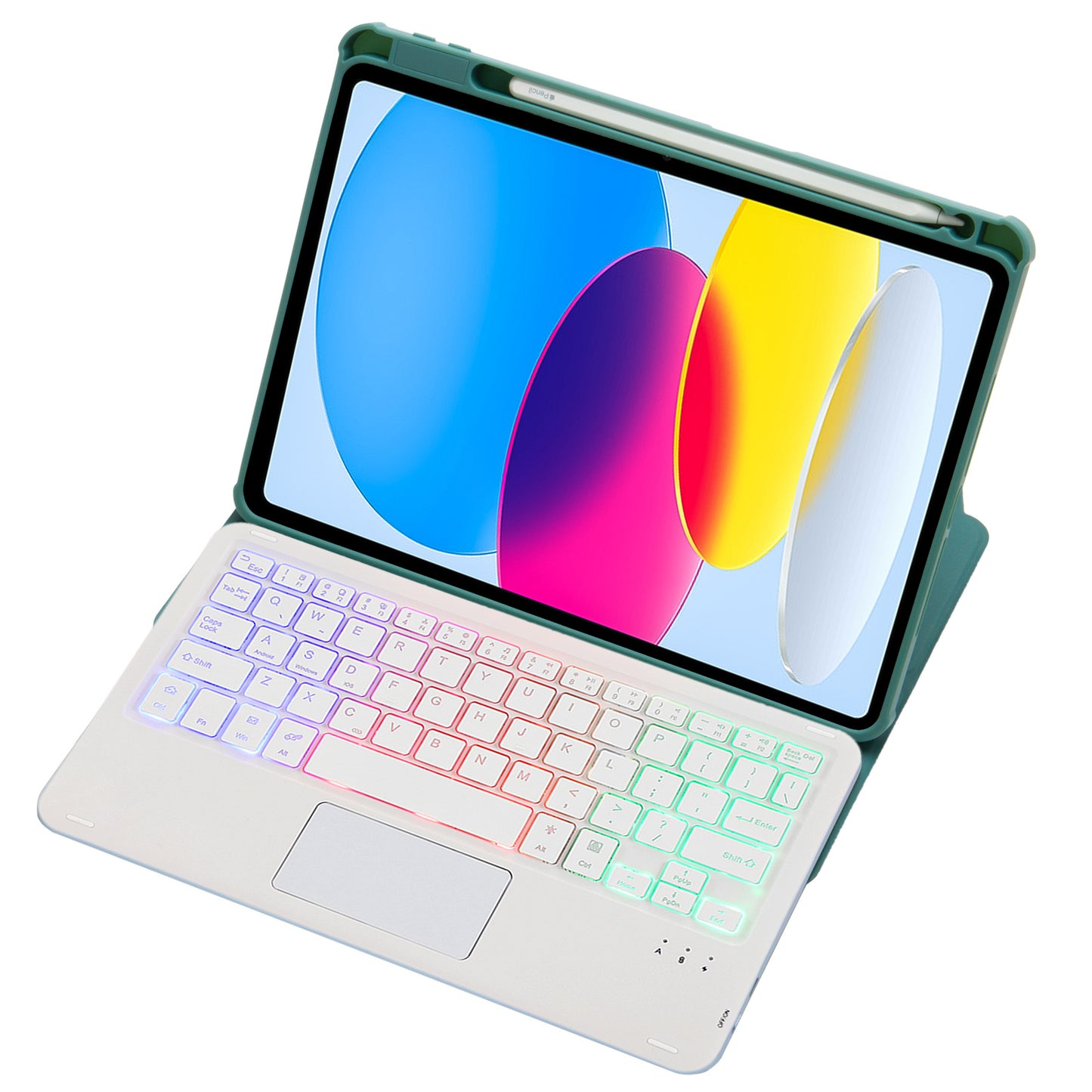 F10B-AS For iPad 10.9 (2022) PU Leather +Acrylic Tablet Case Stand Cover with Wireless Touchpad Backlit Keyboard