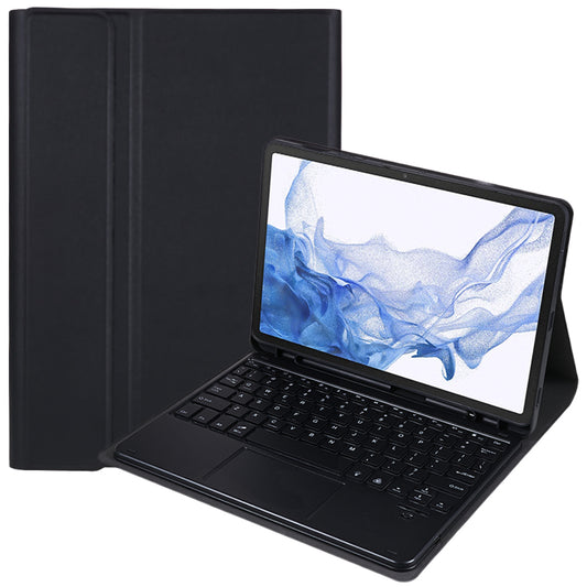 SK-T870D Tablet Case for Samsung Galaxy Tab S8 SM-X700, X706 / Tab S7 SM-T870, T875, T878 Stand PU Leather Cover + Bluetooth Backlit Keyboard with Touchpad