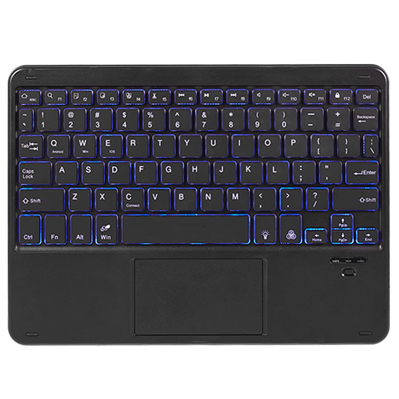 SK-T870D Tablet Case for Samsung Galaxy Tab S8 SM-X700, X706 / Tab S7 SM-T870, T875, T878 Stand PU Leather Cover + Bluetooth Backlit Keyboard with Touchpad
