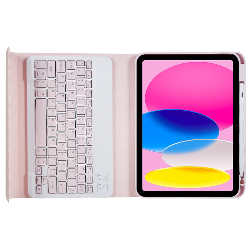 SK-2010 For iPad 10.9 (2022) Tablet Case PU Leather Stand Folio Cover with Wireless Detachable Keyboard