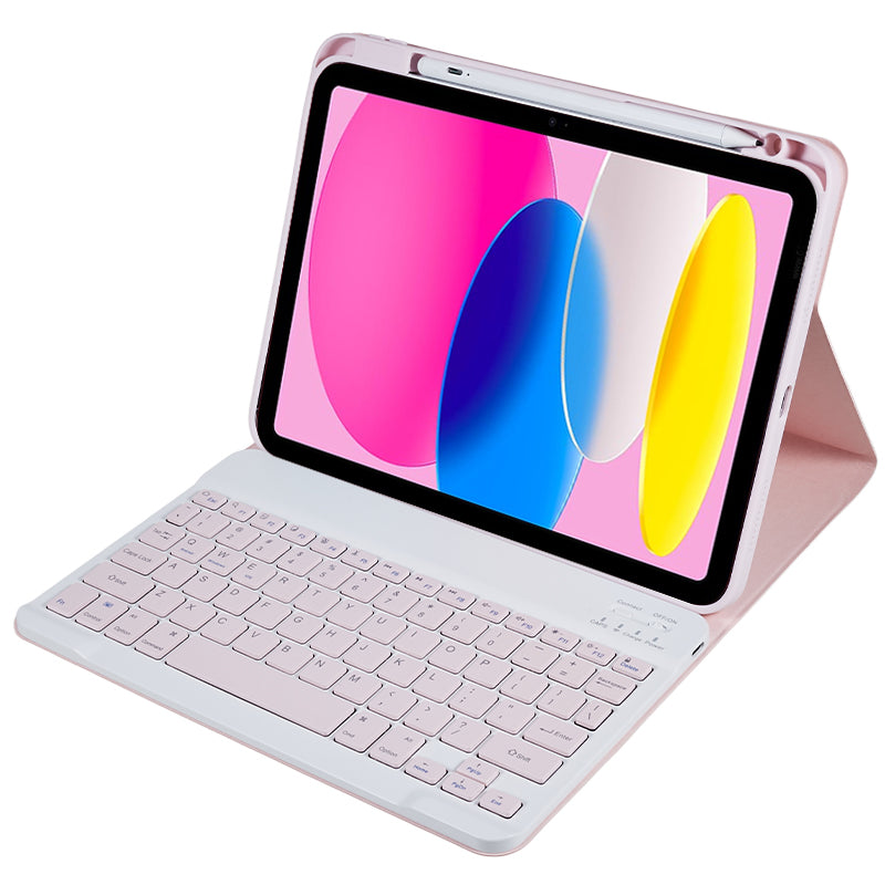 SK-2010 For iPad 10.9 (2022) Tablet Case PU Leather Stand Folio Cover with Wireless Detachable Keyboard