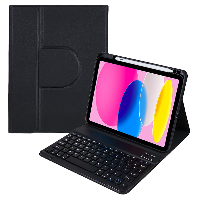 SK-2010 For iPad 10.9 (2022) Tablet Case PU Leather Stand Folio Cover with Wireless Detachable Keyboard