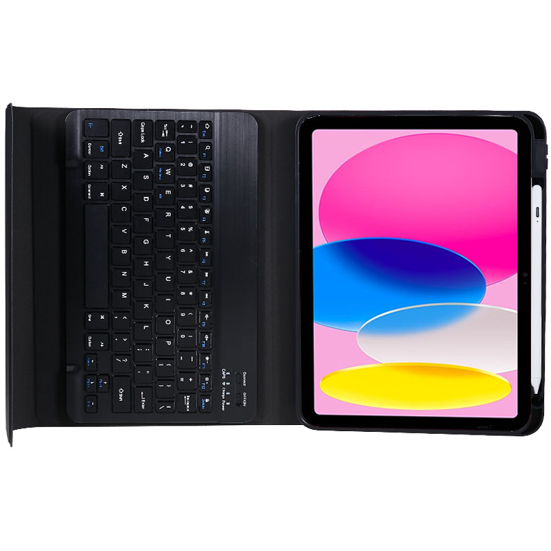 SK-2010 For iPad 10.9 (2022) Tablet Case PU Leather Stand Folio Cover with Wireless Detachable Keyboard