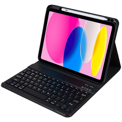 SK-2010 For iPad 10.9 (2022) Tablet Case PU Leather Stand Folio Cover with Wireless Detachable Keyboard