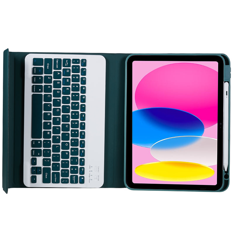 SK-2010 For iPad 10.9 (2022) Tablet Case PU Leather Stand Folio Cover with Wireless Detachable Keyboard
