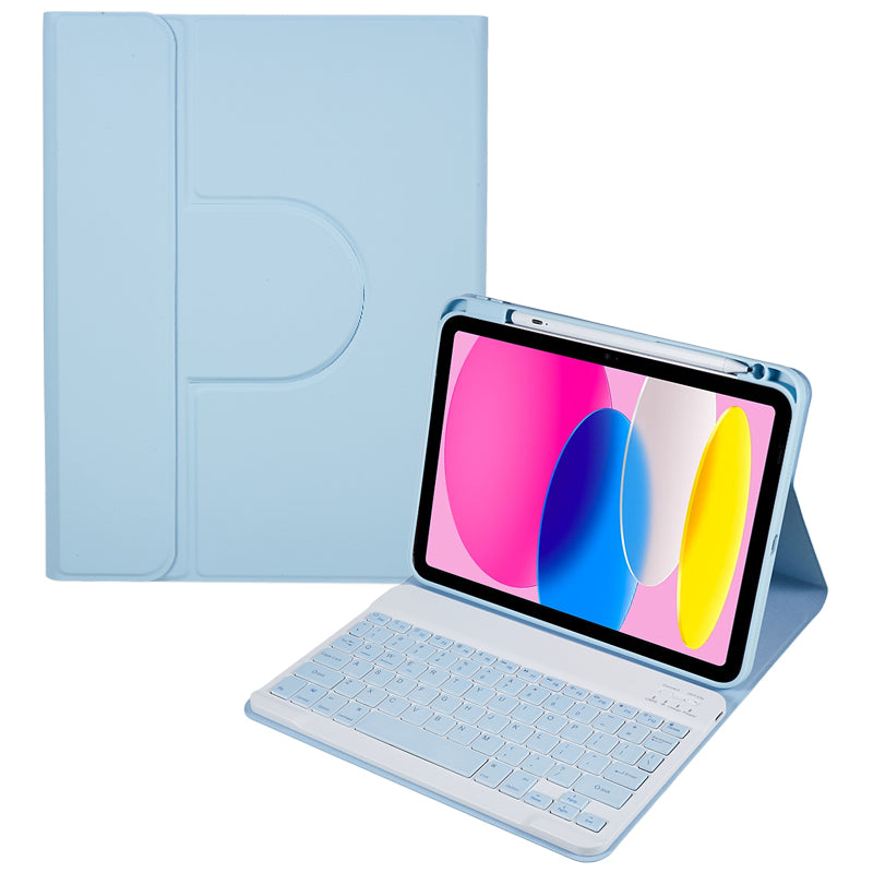 SK-2010 For iPad 10.9 (2022) Tablet Case PU Leather Stand Folio Cover with Wireless Detachable Keyboard