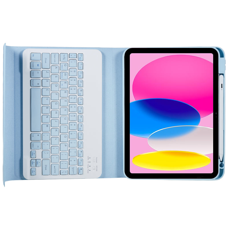 SK-2010 For iPad 10.9 (2022) Tablet Case PU Leather Stand Folio Cover with Wireless Detachable Keyboard