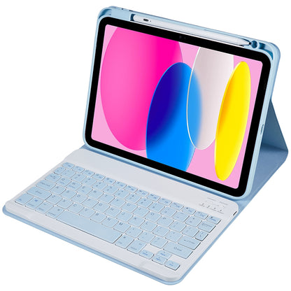 SK-2010 For iPad 10.9 (2022) Tablet Case PU Leather Stand Folio Cover with Wireless Detachable Keyboard
